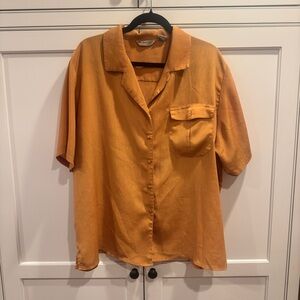 Vintage Hill Archer Woman Mustard Button-Up Blouse | Plus Size 20W | Retro Top
